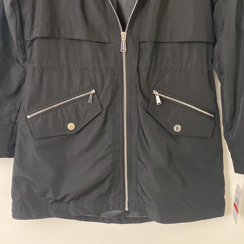 Michael Kors Black Anorak Zip Front Rain Jacket - Picture 6 of 16